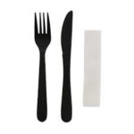 Heavy Weight Polypropylene Wrapped Black Knife & Fork Cutlery Kit