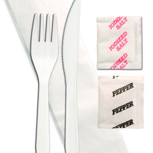 Medium Weight Polystyrene White Knife & Fork Cutlery Kit