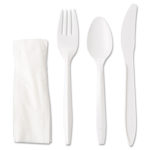 Medium Wrapped White Fork, Knife, & Teaspoon Cutlery Kit