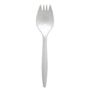 Medium Weight Polypropylene White Spork Bulk Pack