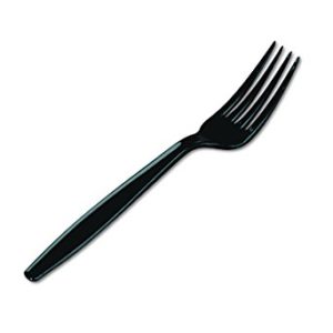 Individually Wrapped Heavy Weight Polypropylene Black Economy Fork