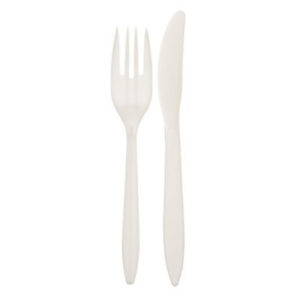 Medium Weight Polystyrene White Knife & Fork Cutlery Kit