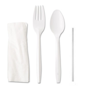 Medium Weight Polystyrene White Fork & Teaspoon Cutlery Kit